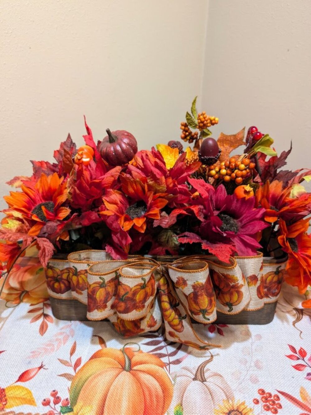 Fall Pumpkin Centerpiece Table Decor Autumn Floral Arrangement Thanksgiving